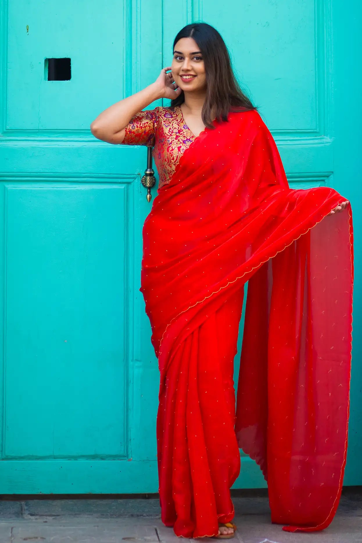 Scallop Border Organza Saree