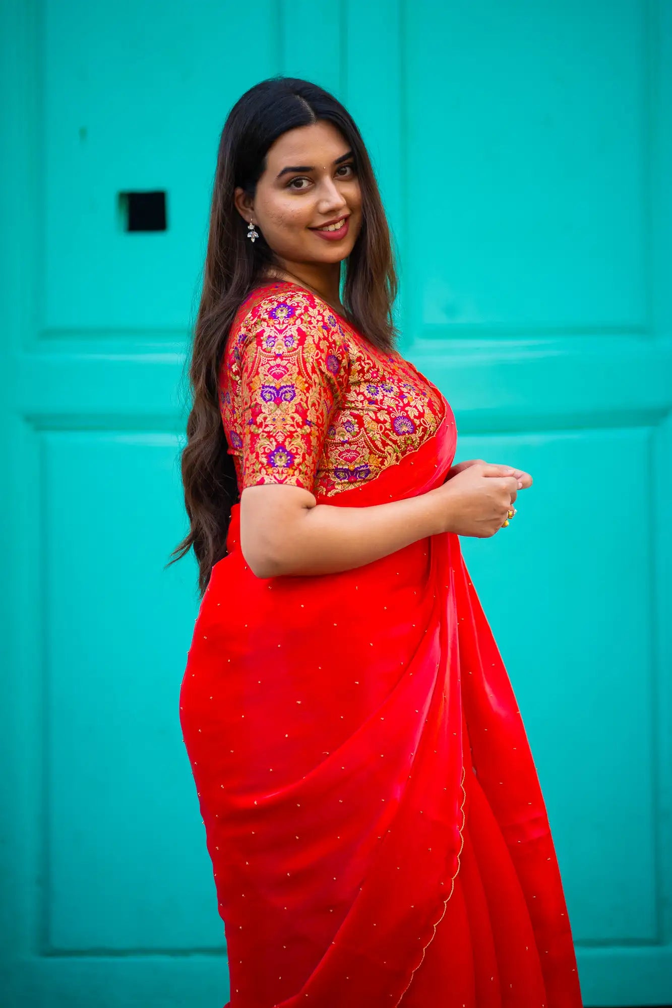 Scallop Border Organza Saree