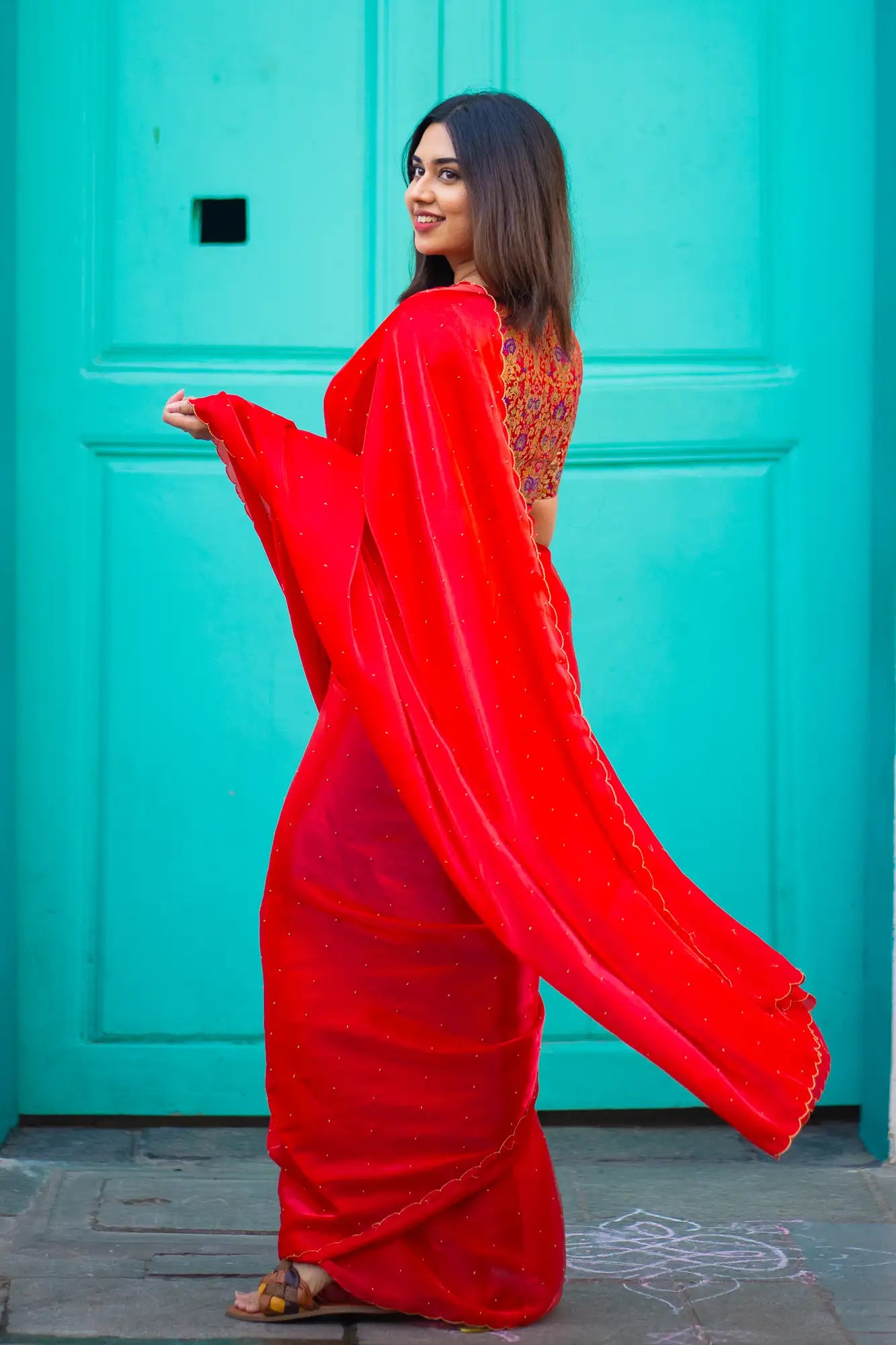 Scallop Border Organza Saree