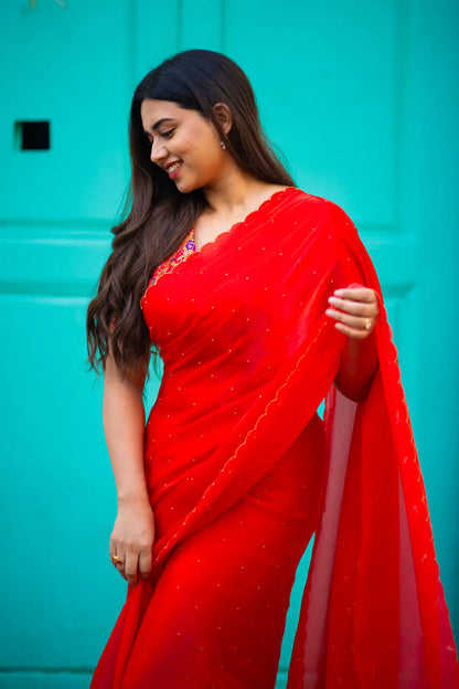 Scallop Border Organza Saree