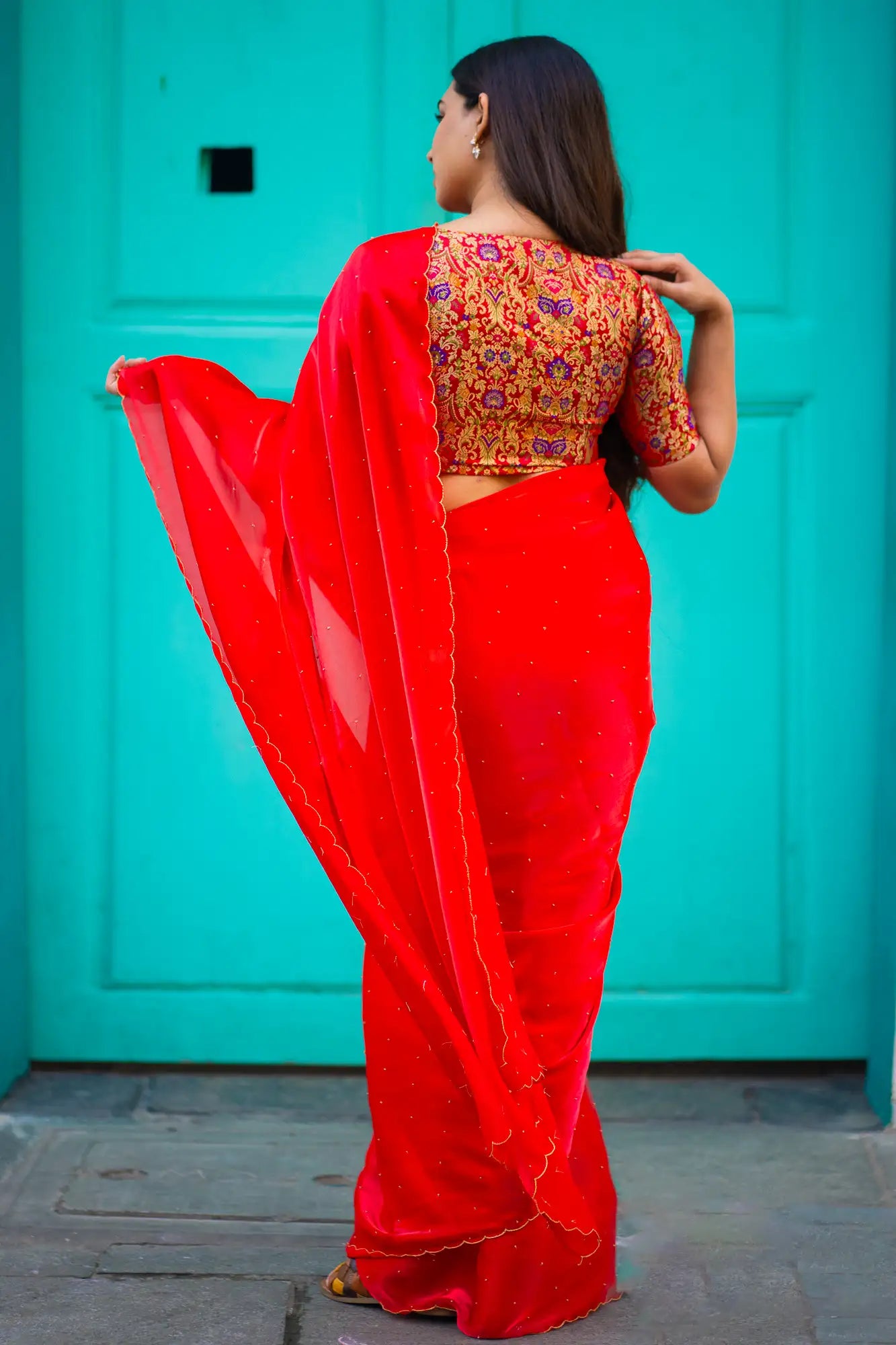 Scallop Border Organza Saree