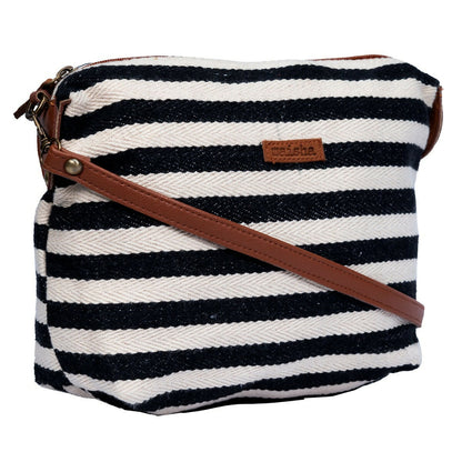 Monochrome Stripes Pouch Cum Sling Bag