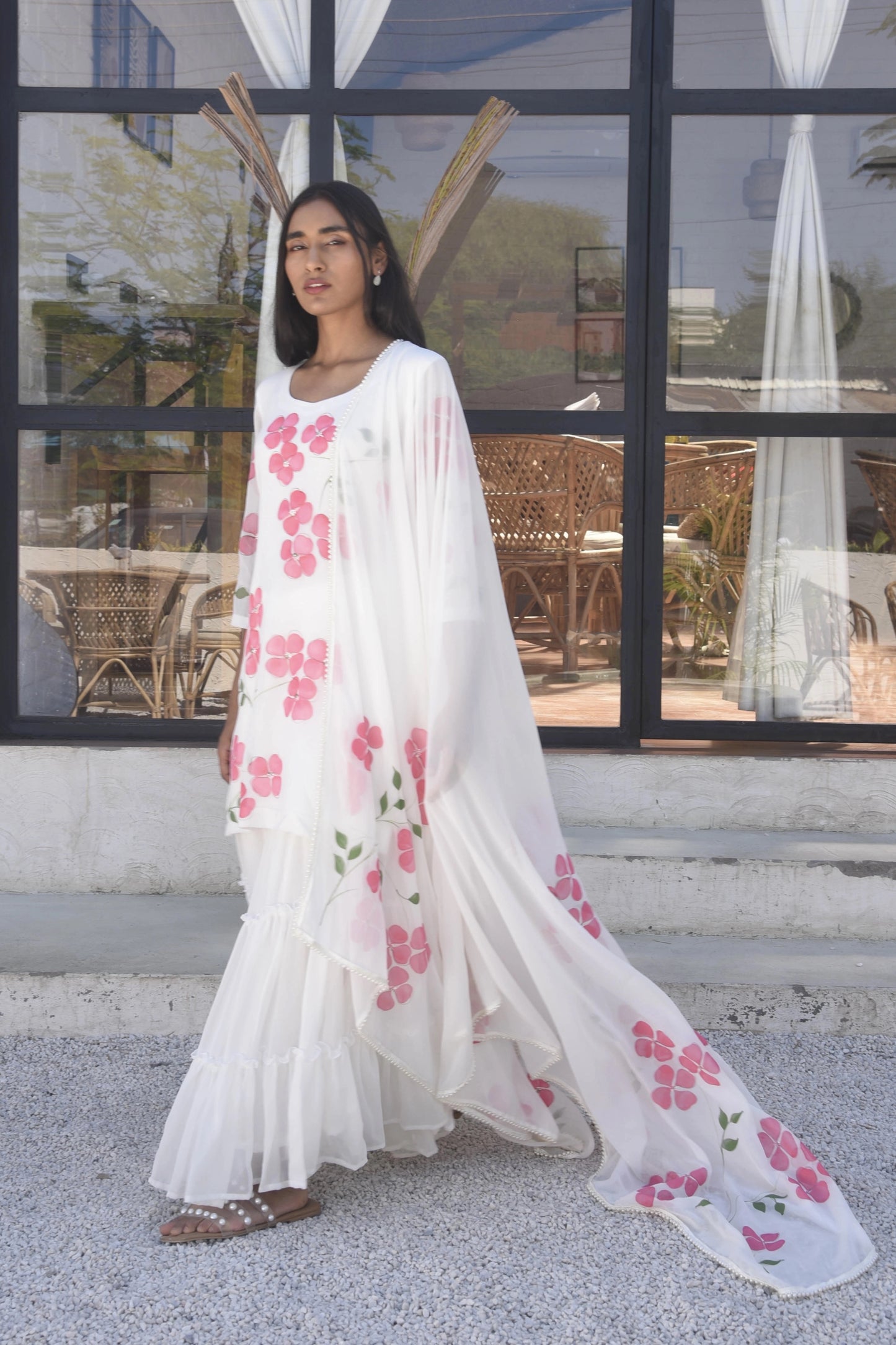 Dogwood Sharara Set in White