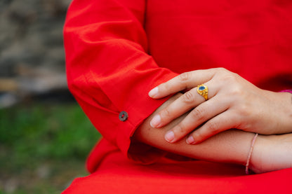 Saavi Solid Red A-Line Kurta