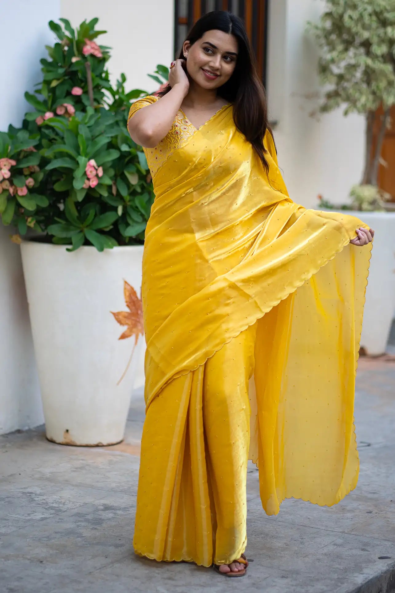 Scallop Border Organza Saree