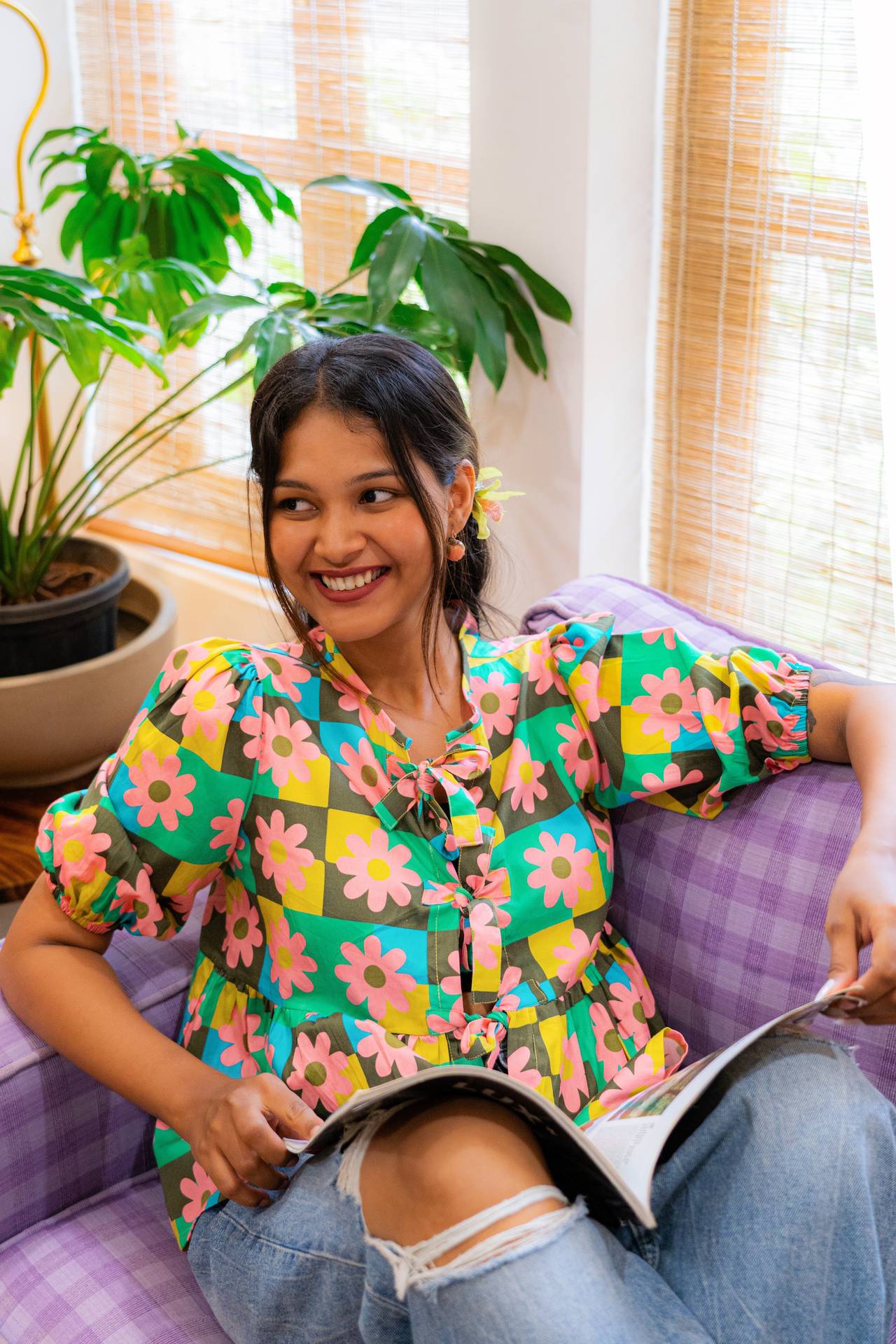 Take a Bow Summer of 69 Floral Cotton Top