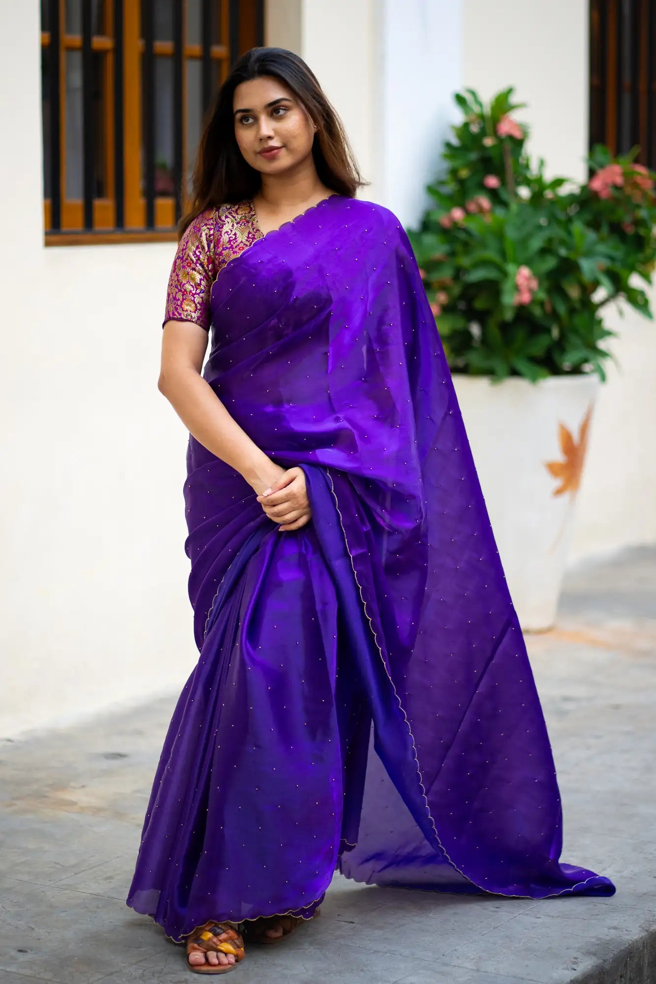 Scallop Border Organza Saree