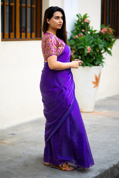 Scallop Border Organza Saree