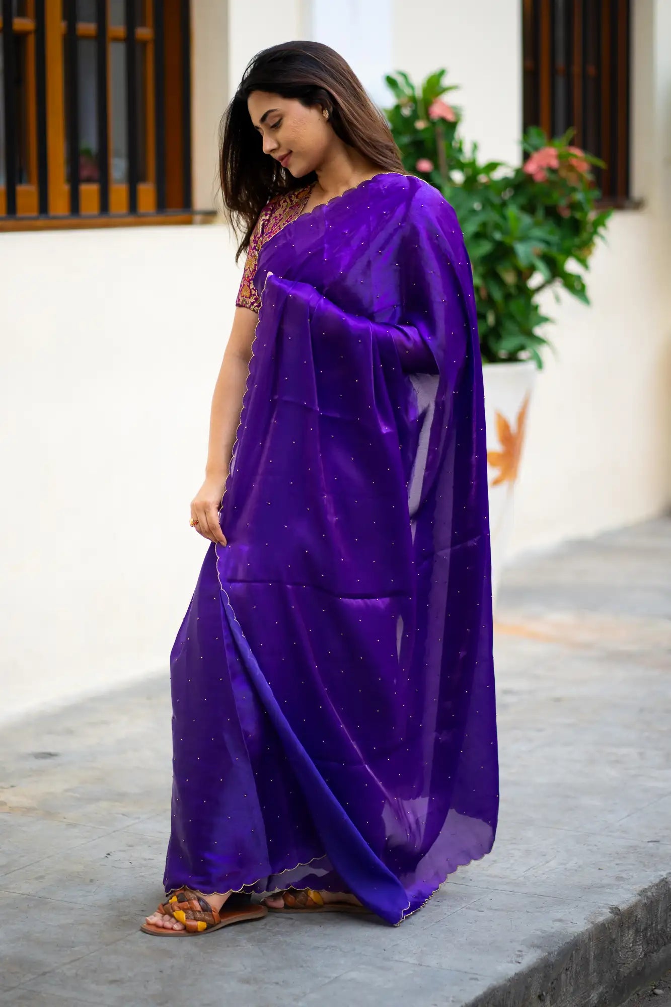 Scallop Border Organza Saree