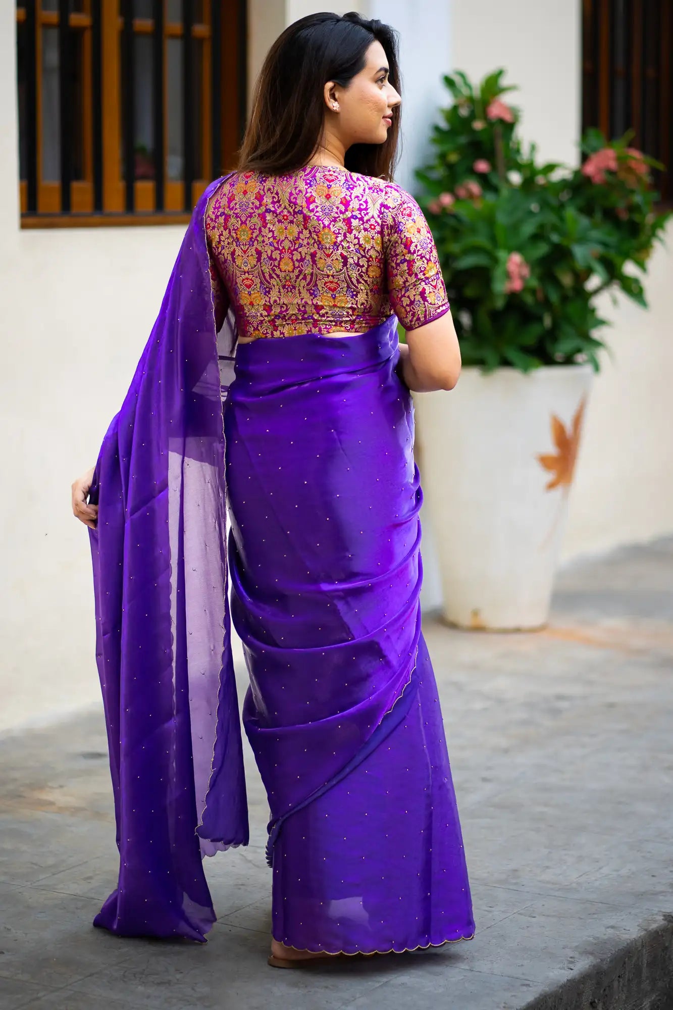 Scallop Border Organza Saree