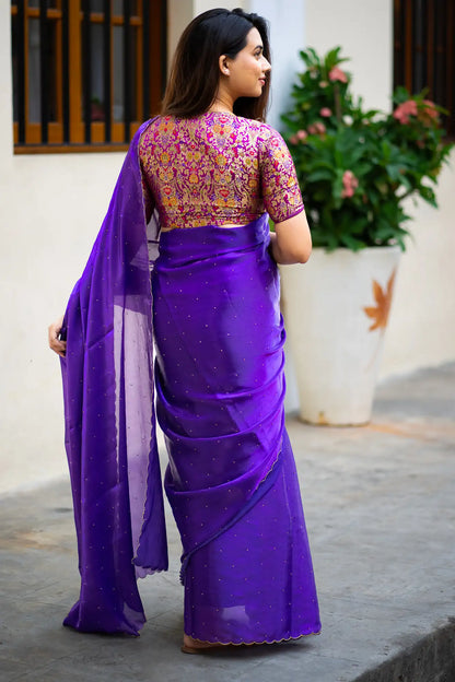 Scallop Border Organza Saree