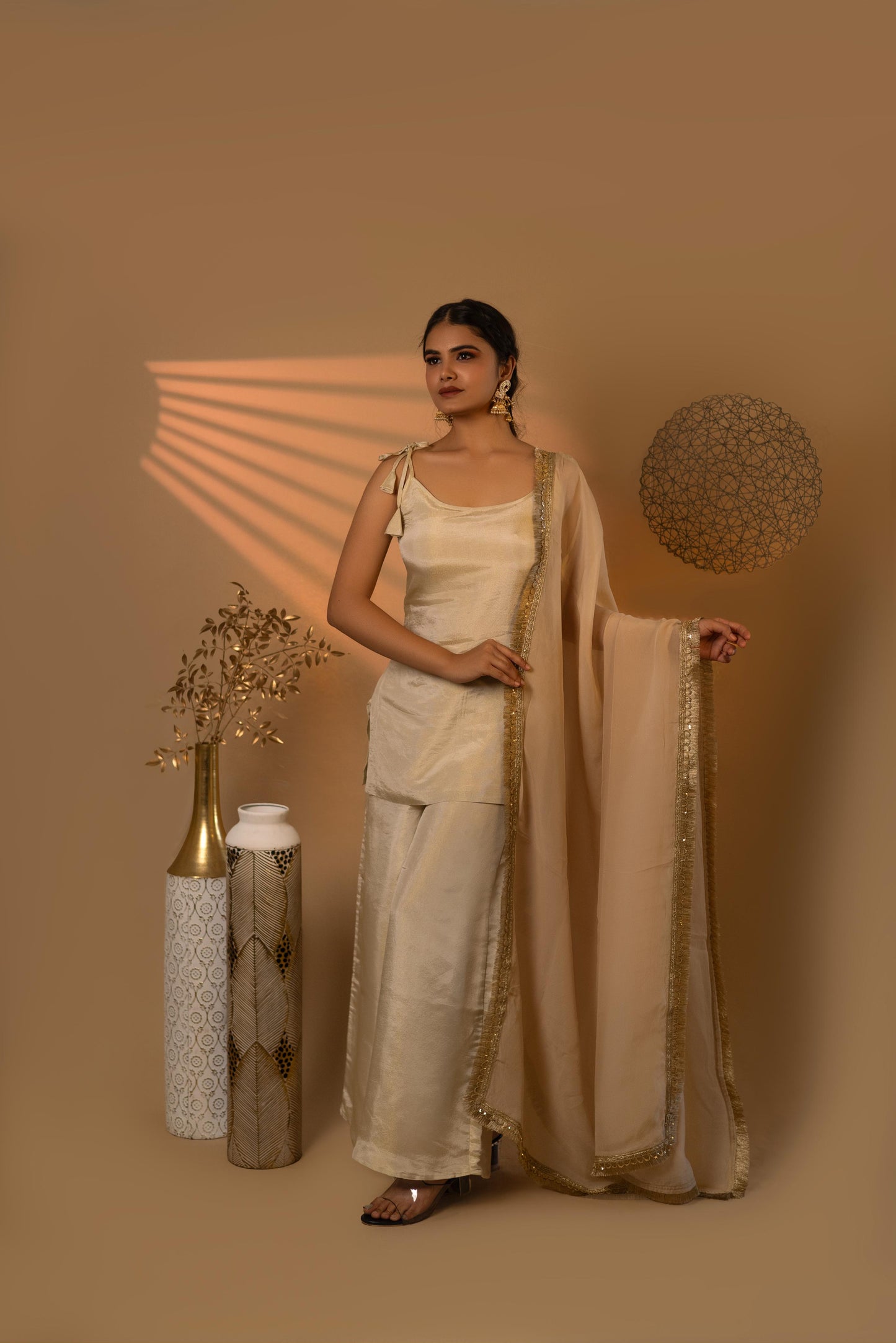 Beige Knotty Cosmosilk Co-ord Set