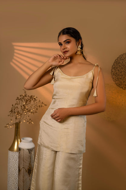 Beige Knotty Cosmosilk Co-ord Set