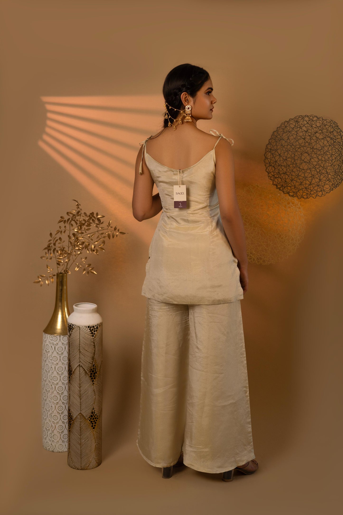 Beige Knotty Cosmosilk Co-ord Set