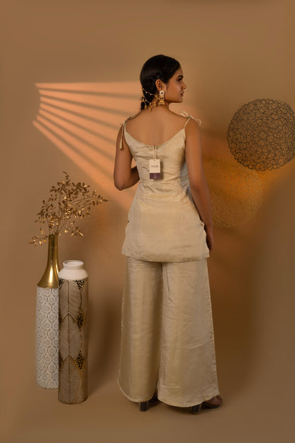 Beige Knotty Cosmosilk Co-ord Set