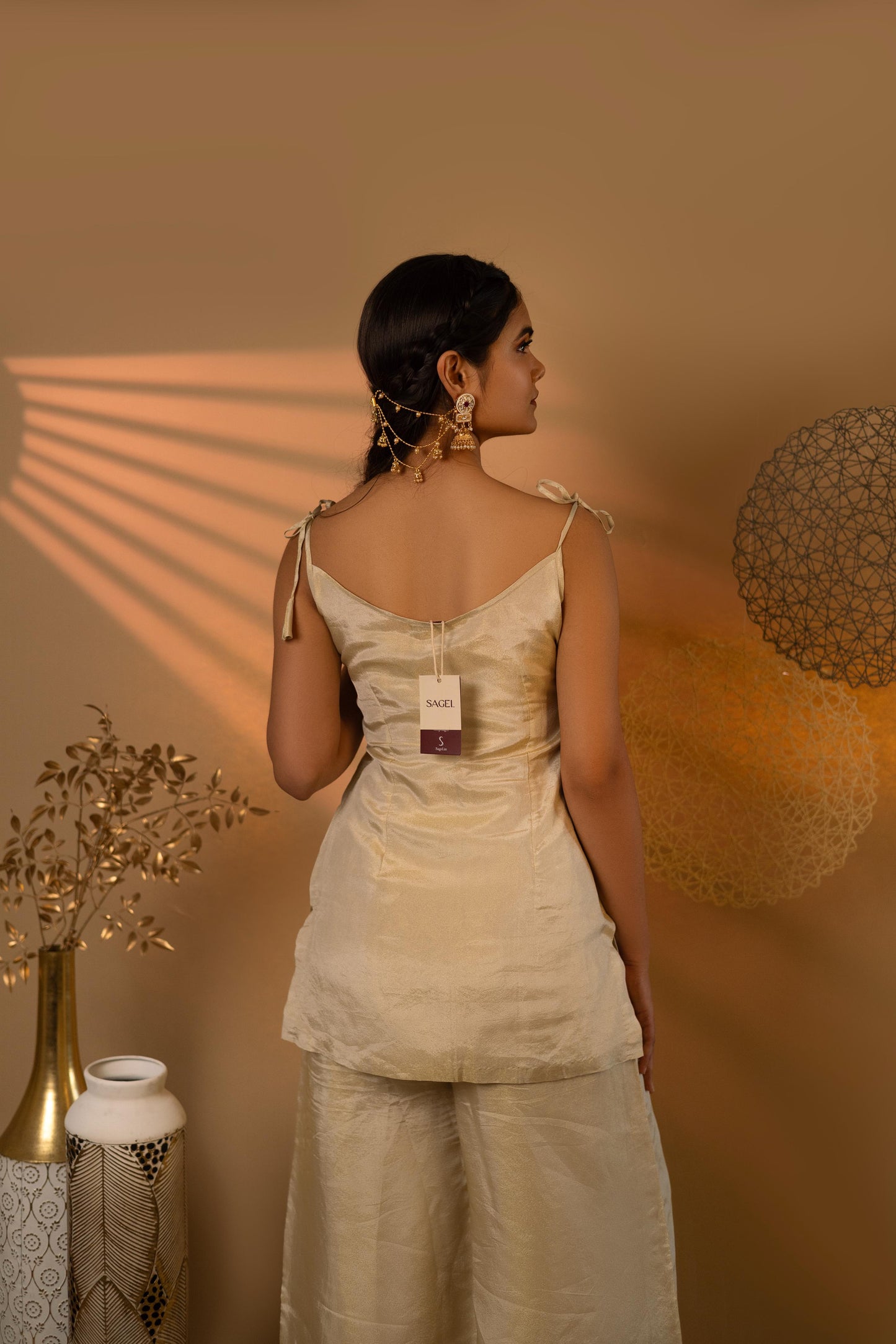 Beige Knotty Cosmosilk Co-ord Set