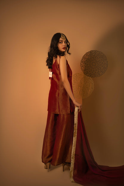 Maroon Knotty Cosmosilk Co-ord Set