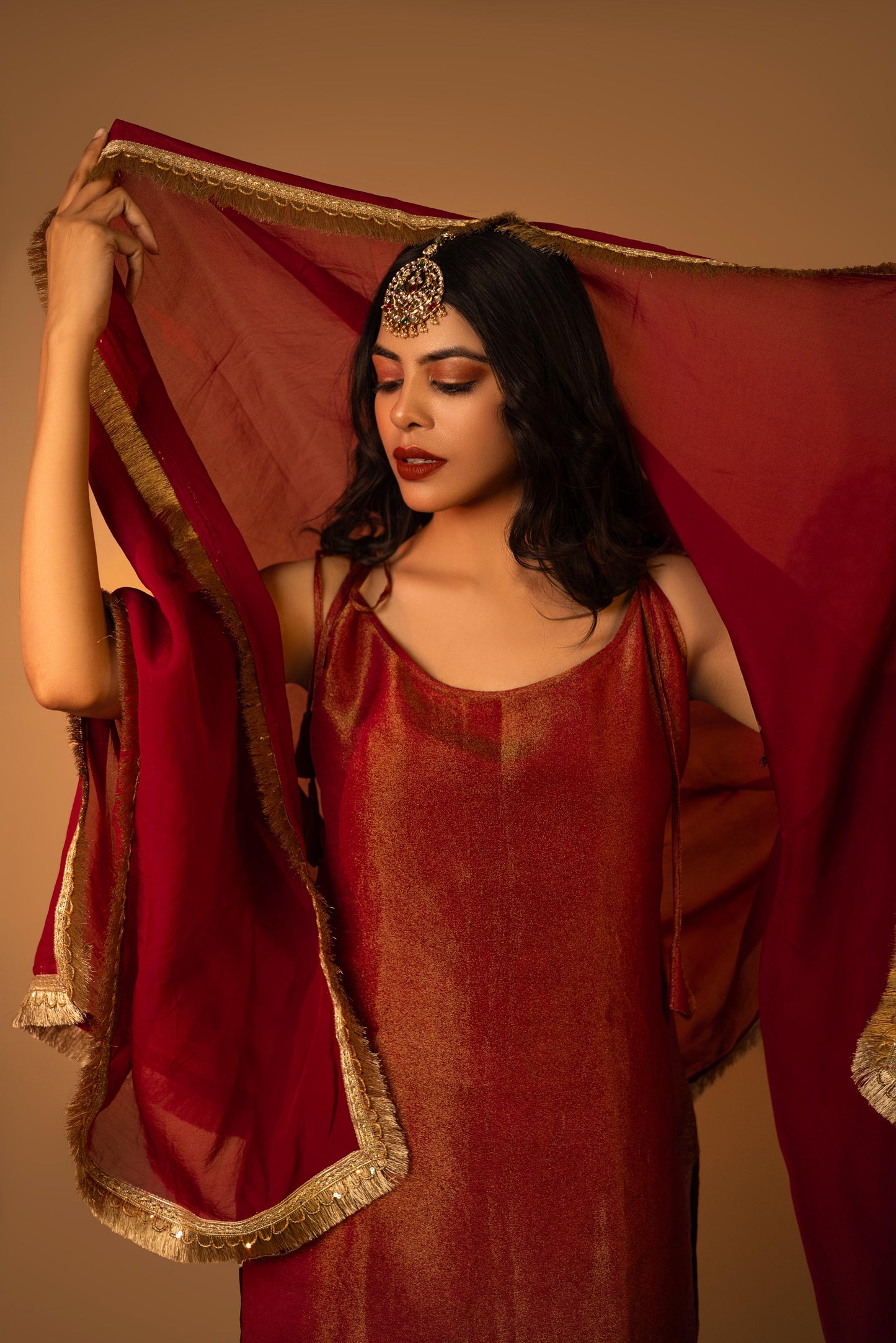 Maroon Knotty Cosmosilk Co-ord Set