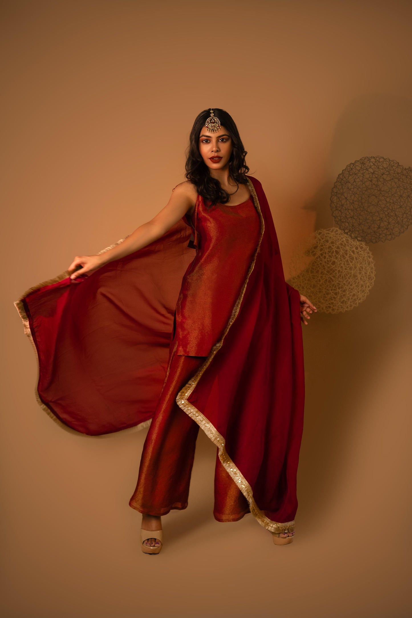 Maroon Knotty Cosmosilk Co-ord Set