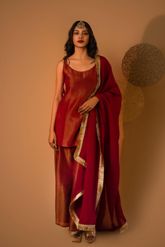 Maroon Knotty Cosmosilk Co-ord Set