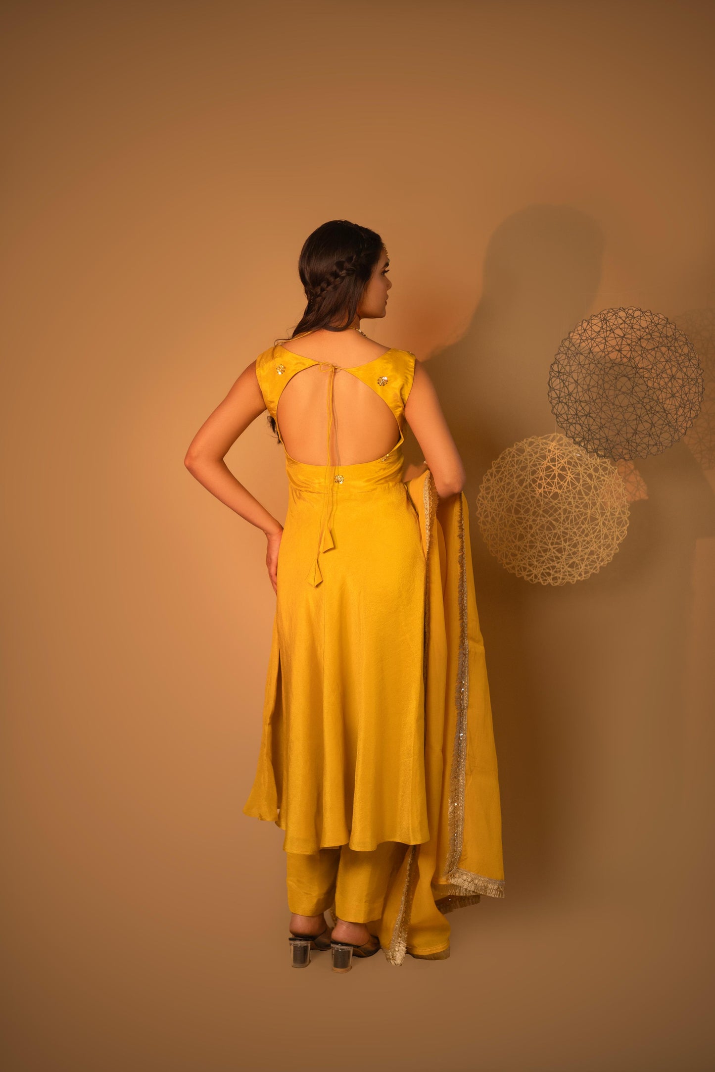 Yellow Swirl Embroidered Kurta Set