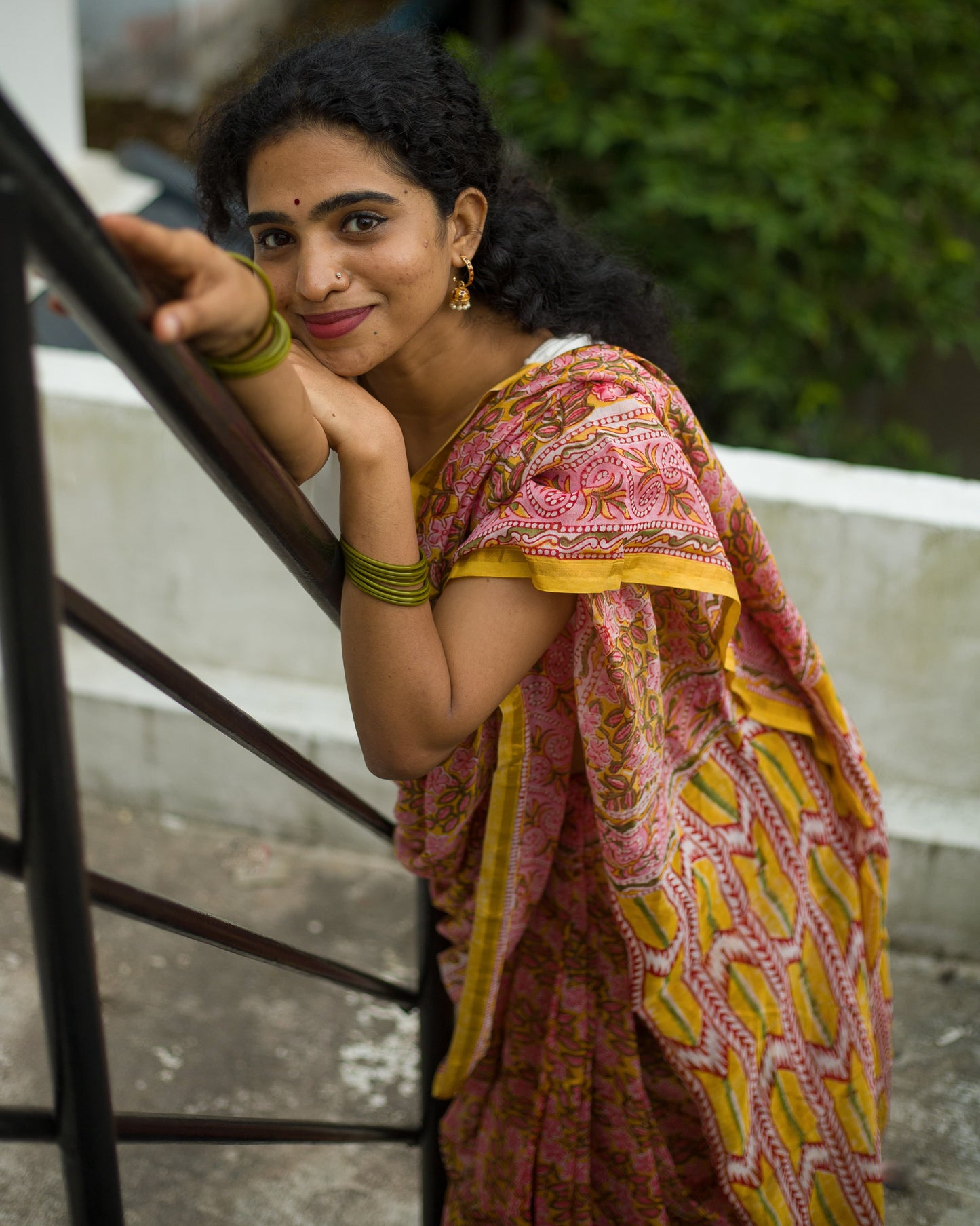 Pond of Daffodils - Hand Block Print Chanderi Silk Saree