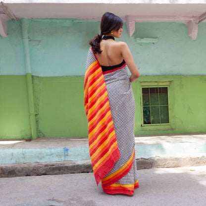 Haseena Hand Block Print Mul Mul Cotton Saree