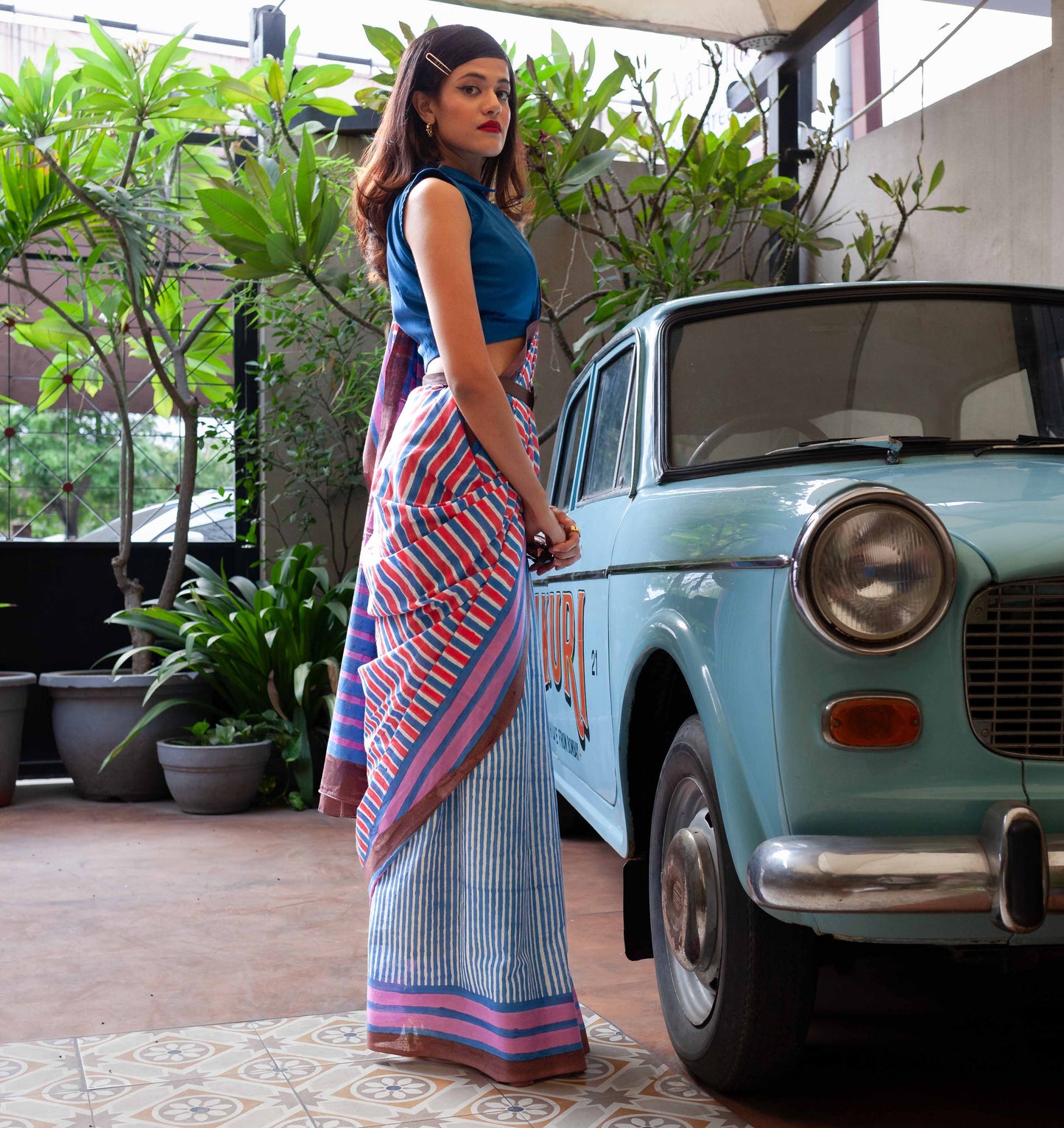 Zeenat Hand Block Print Mul Mul Cotton Saree