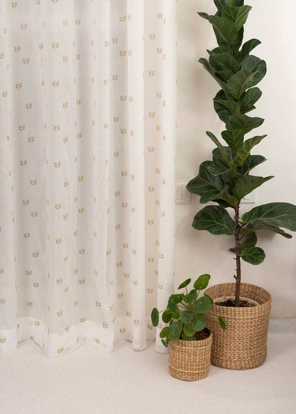 Light Filtering - Yellow Sapling Cotton Sheer Curtain