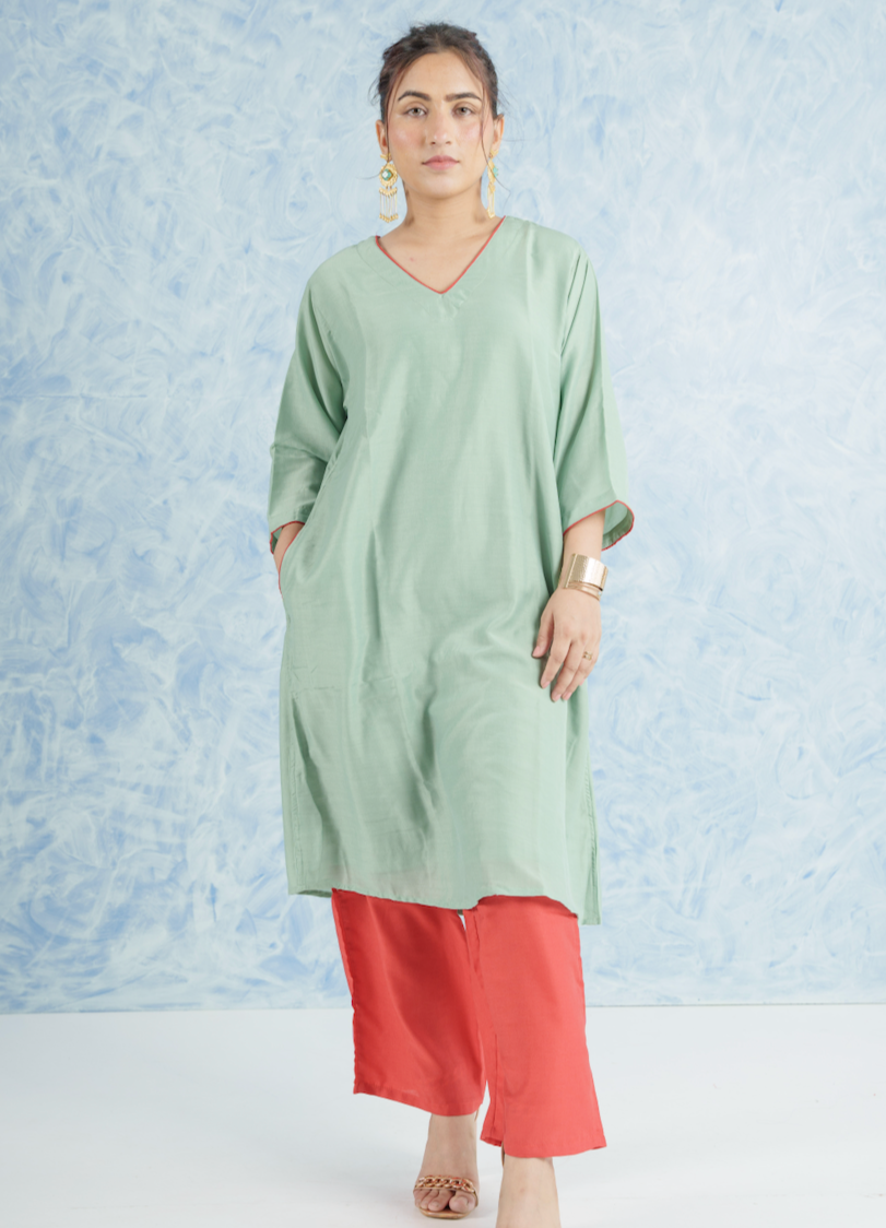 Contrast Kurta Set