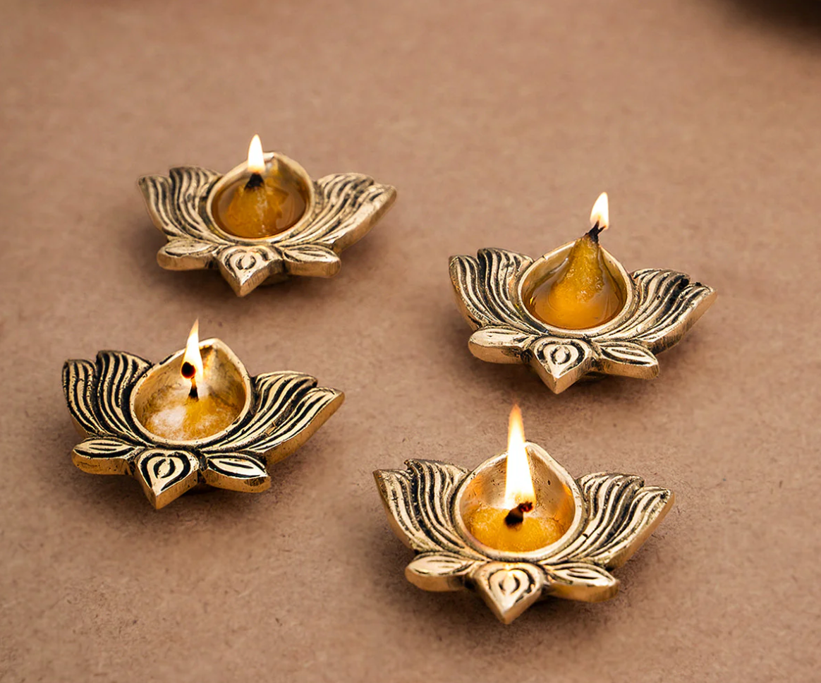 Lotus Brass Diya Gift Box (Set of 4)