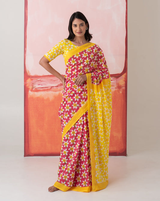 Sharmila's Daffodil Mul Cotton Saree