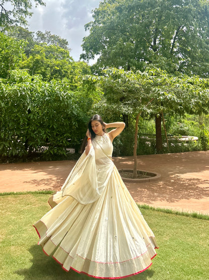 Shimmer Off White Lehenga