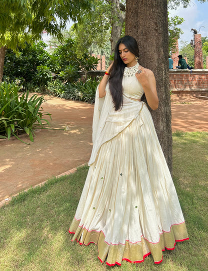 Shimmer Off White Lehenga