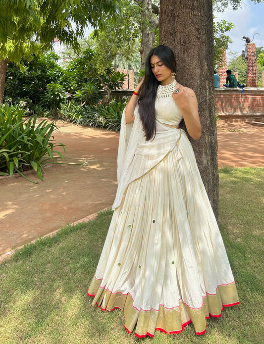 Shimmer Off White Lehenga