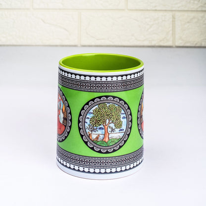 Paripatra Pattachitra Mug with Coaster - Green