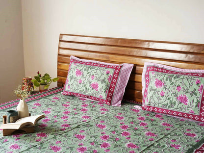 Baagh – Green- A King Size Double Bed Bedsheet