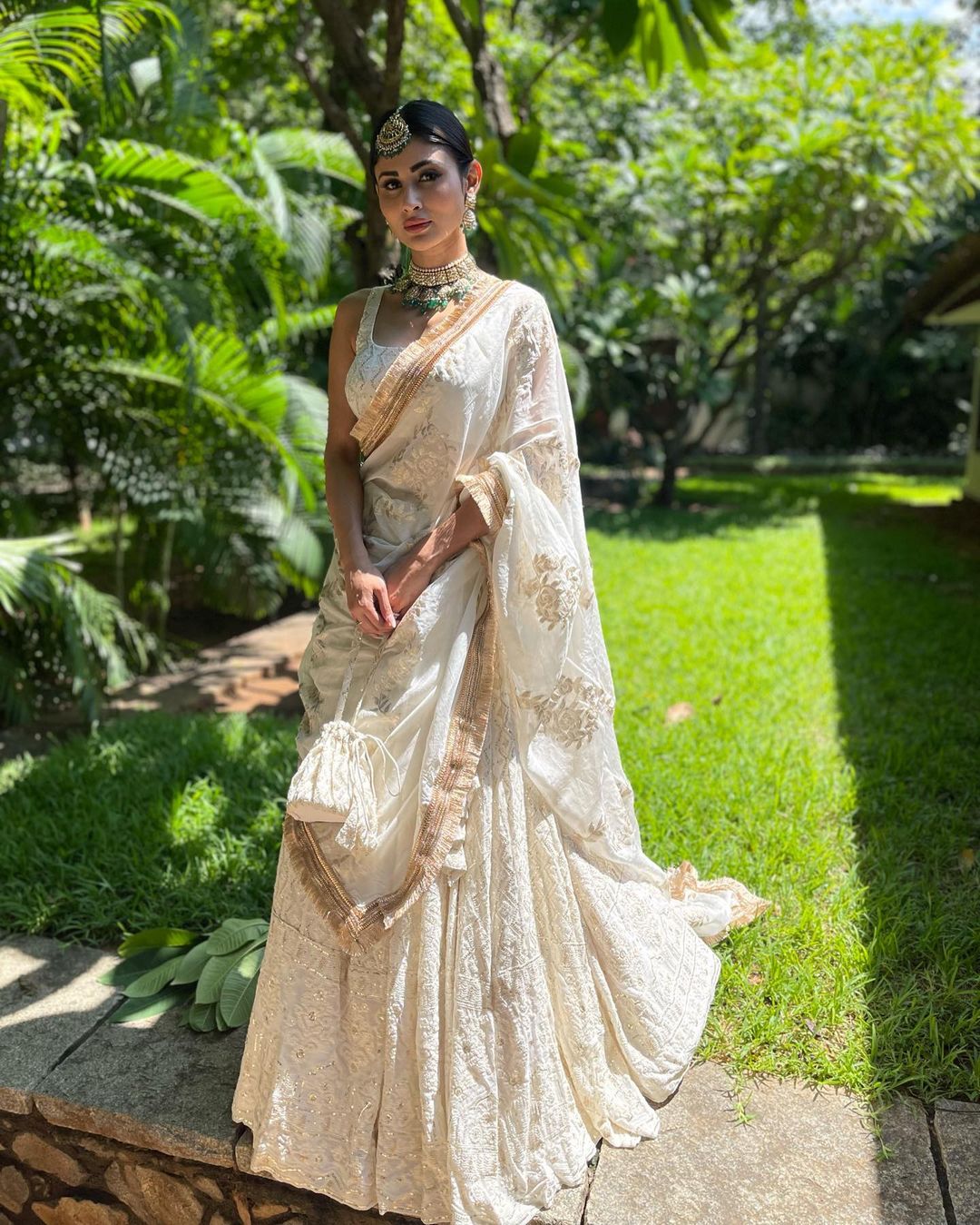 Chikankari Embroidery  Off White Lehenga