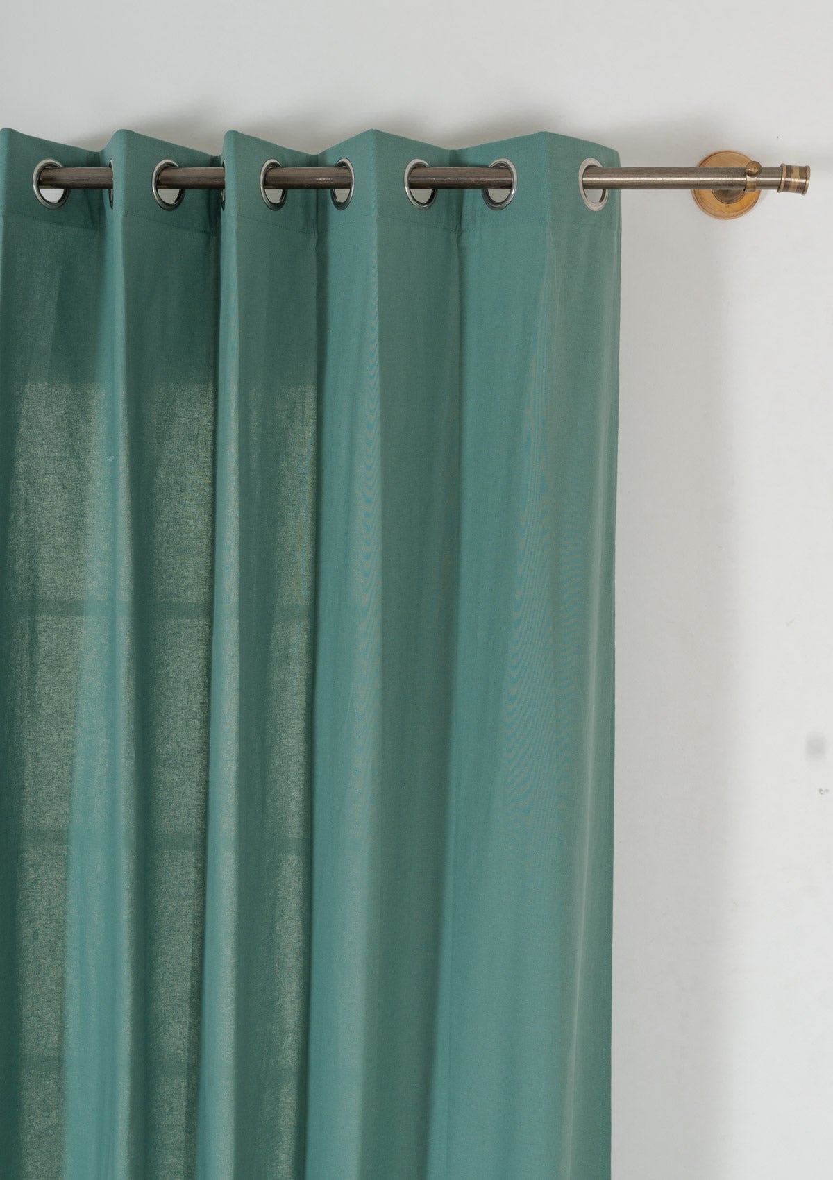 Room Darkening - Solid Aqua Blue Cotton Plain Curtain