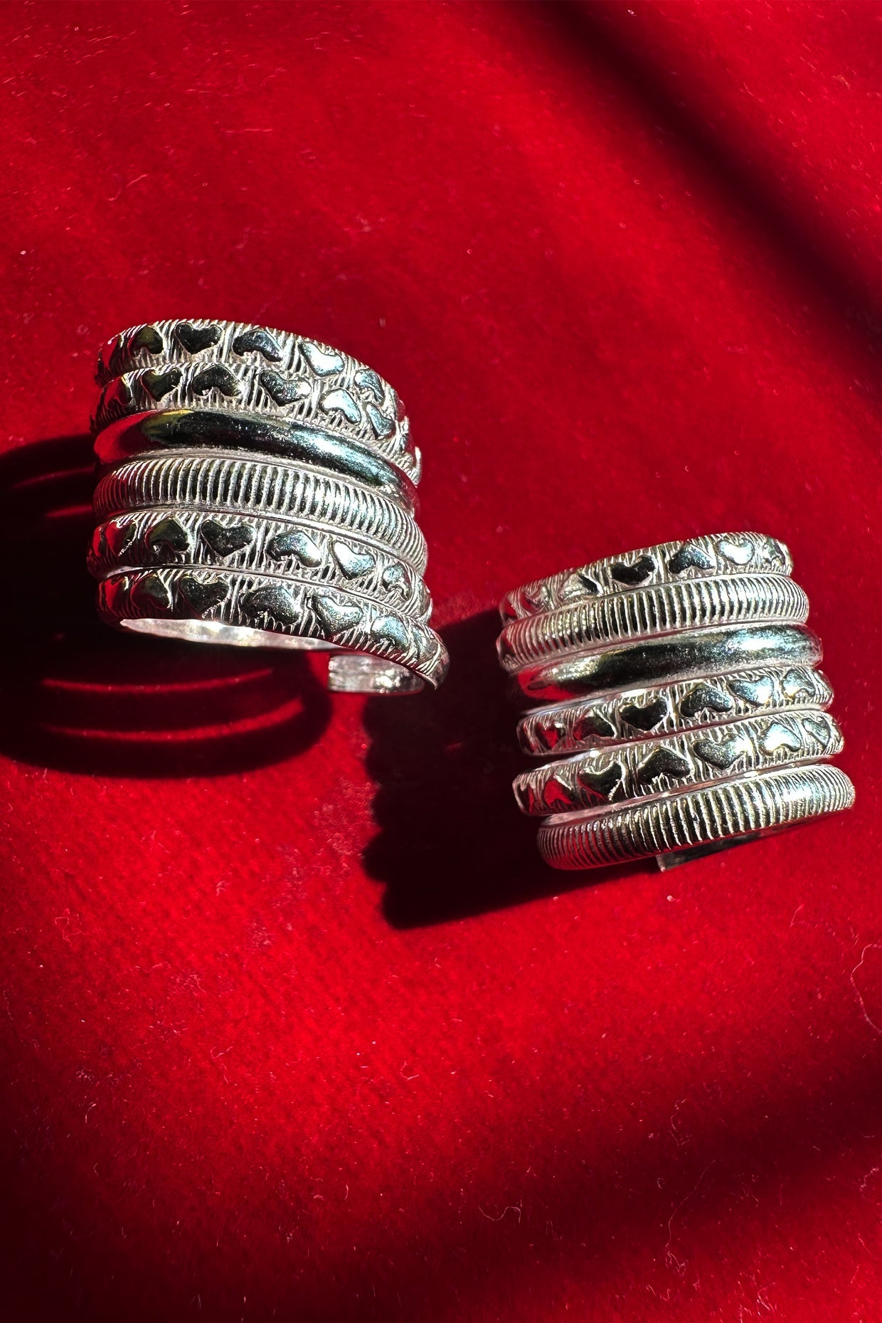 Spiral Ring With Hearts