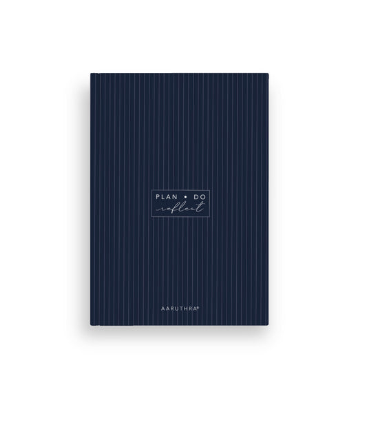 PlanDoReflect: Undated Yearly Planner + Guided Journal | Striped Blue