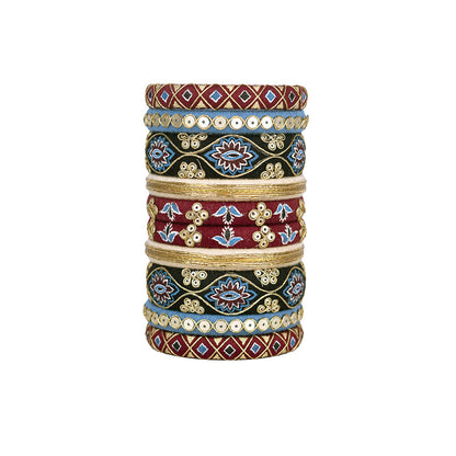 Dharini Red & Green Bangle Set