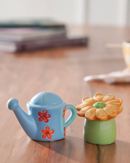 Mahi- Flower and Watering Can Salt and Pepper Shakers
