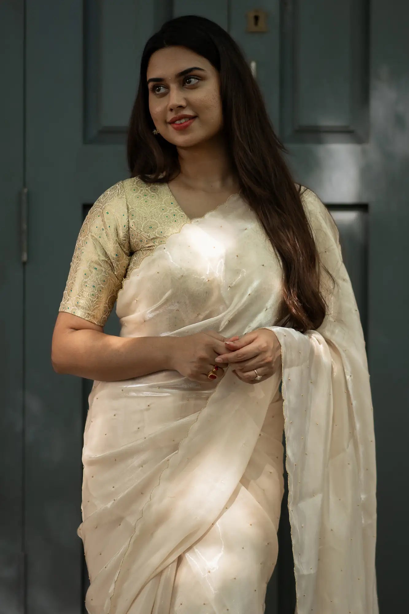 Scallop Border Organza Saree