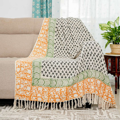 Tisva Block Print Sofa Throw