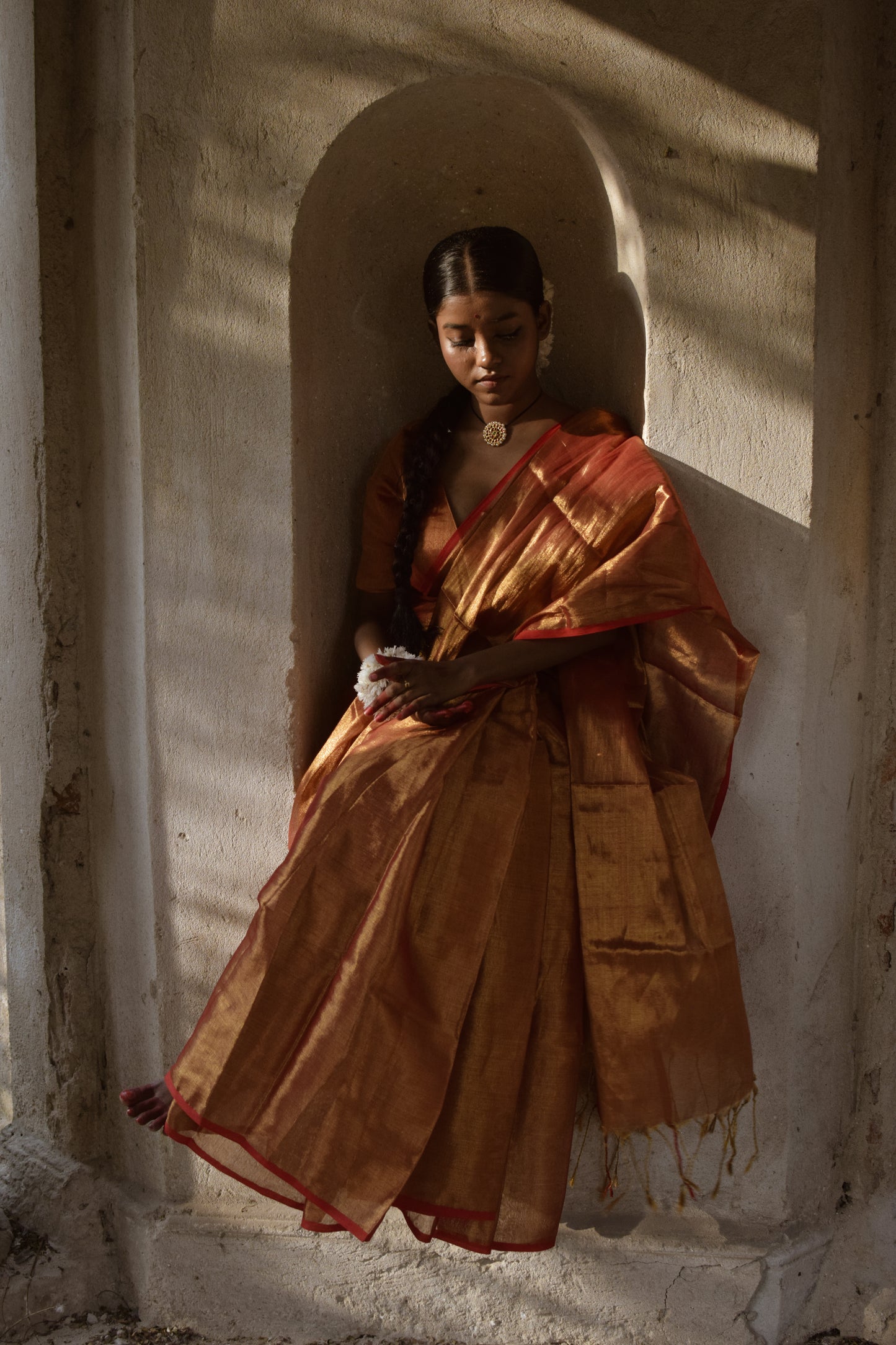 Tripataka Gold Tissue Saree