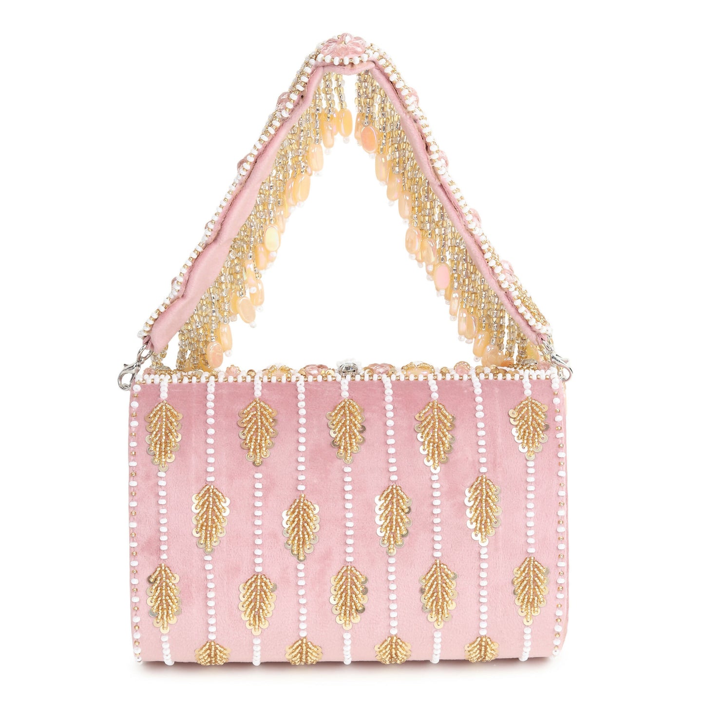 Pink Gem Adorned Flap Bag