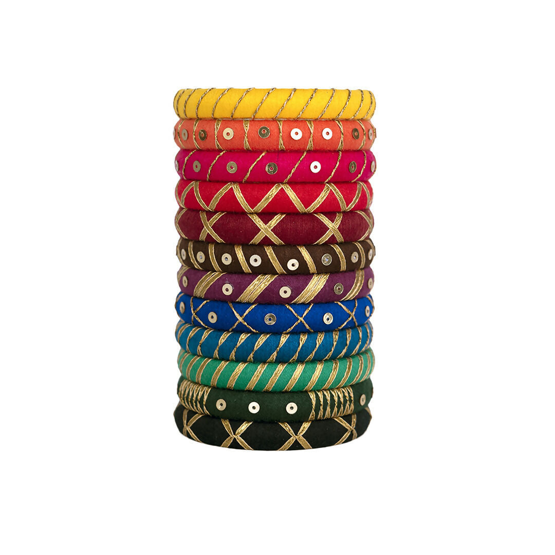 Flurocent Multicolor Gotapatti Bangle Set