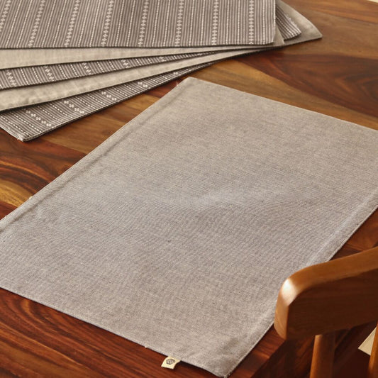 Woven Winter Grey Wipeable & Reversible Cotton Placemats
