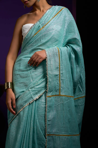 Shimmer Silver Gota Border Saree